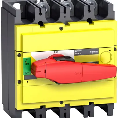 Interupteur de charge Schneider INS 3L 500A avec poignée rotative rouge/jaune 