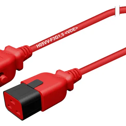 Cavo d'apparecchio 3×1.5mm² 1m rosso spina C19/presa C20 blocaggio 250VAC 16A 