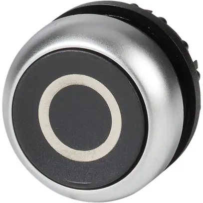 Pulsante ETN RMQ piatta O nero, permanente, anello cromato 