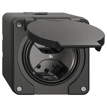 Presa NAP NEVO, 2×T13, IP21, nero 