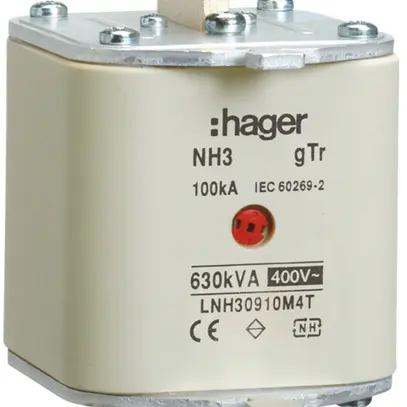 Fusible HPC Hager DIN3 400VAC 910A 630kVA gTr avertisseur central inoxydable 