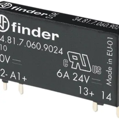 Relè a semiconduttore Finder Serie 34, ingresso 24VDC/7mA, uscita 24VDC/6A 