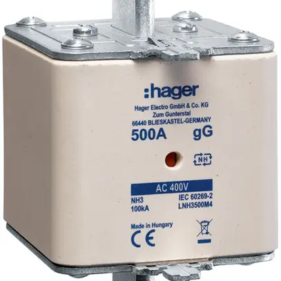 Fusibile HPC Hager DIN3 400VAC 500A gG/gL segnalatore doppio antiruggine 