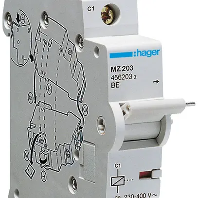 Interruttore a corrente lavoro Hager 230…415VAC 110…130VDC p.disgiuntore, a vite 