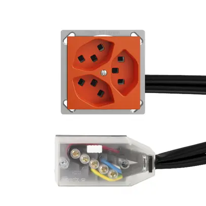Prise INC 3×T23 16A orange L3 EDIZIOdue pour Technofil 