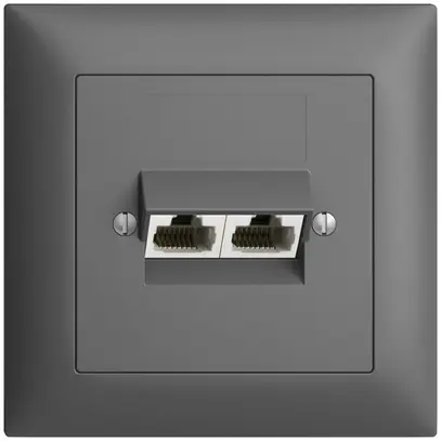 Presa INC 2×RJ45/u 4P sep.EDIZIOdue grigio scuro ITplus 