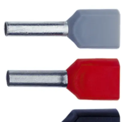 Embout de câble jumelé isolé 2×16mm² L=14mm type DIN bleu 