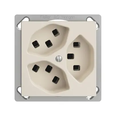 Presa INS 3×T23 16A EDIZIOdue crema, con morsetti innest. 