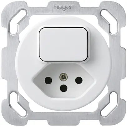 Inserto per combinazione INC I basico 3+tipo 13 bianco con placca di fissaggio 