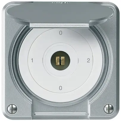 Interrupteur à clé carrée ENC robusto IP55 avec clapet S2/1P aluminium combi 