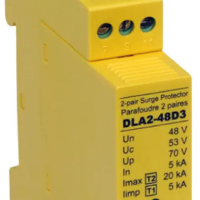 Parasurtenseur AMD Flury DLA2 20kA 48VDC, 2×2 fils 0.4…1.5mm² 