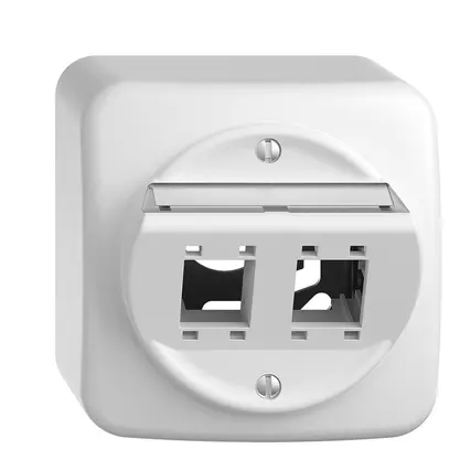 Kit montaggio AP Sdue QX.54, con cappa di uscita obliqua 2×RJ45 freenet bianco 