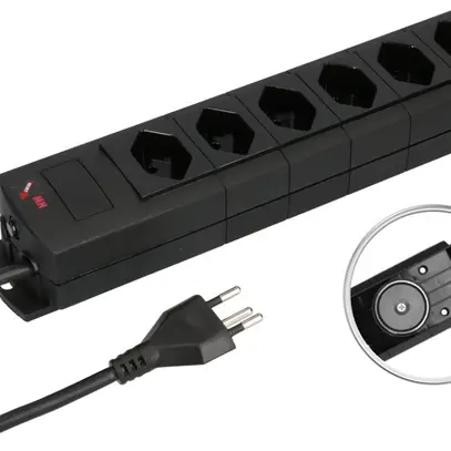 Presa multipla MH 6×T13 Prime-Line Td 3×1mm² 3m nero magneti 