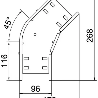 Coude BET RB 45° 110×100mm acier zingué en continu 