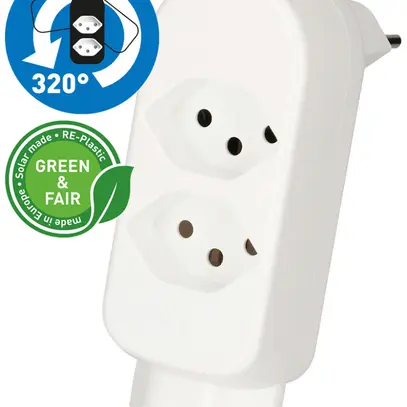 Mehrfach-Stecker MAX HAURI ADAPT SPLIT 10A 2+1×T13 weiss 