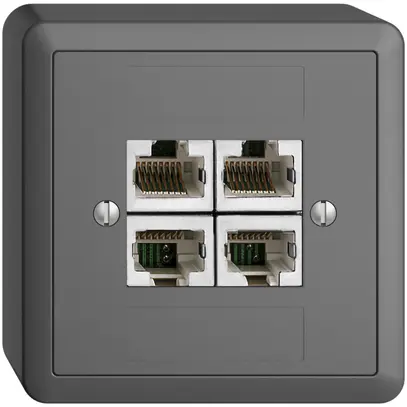 Prise AP 4×RJ45/s 4P sép.EDIZIOdue gris foncé ITplus 