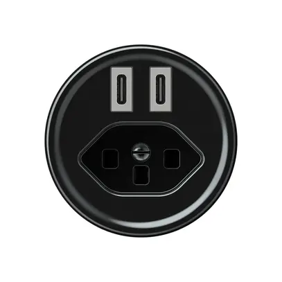 Presa di carica USB origin 2×USB-C 3000mA 5V con tipo 23 nero 