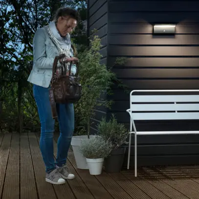 Applique LED myGarden Bustan, 9W 230V 2700K PIR 78×92×220mm IP44 anthracite 
