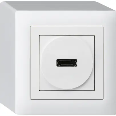 Prise de raccordement AP kallysto HDMI avec raccordement à vis blanc 