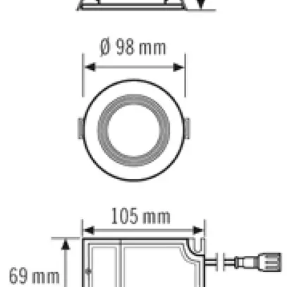 Downlight LED ESYLUX ELSA-2 Ø98 DALI 5W 3000K, 500lm, blanc 
