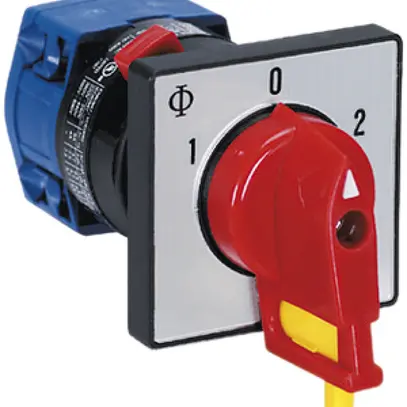 Interruttore rotativo INS K&N, 16A/400V 2/3L manopola ro 48×48mm Ø22.5mm "1-0-2" 