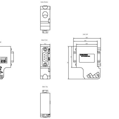 Fiche de raccordement bus API Siemens SIMATIC DP PROFIBUS+PG FC 35° 