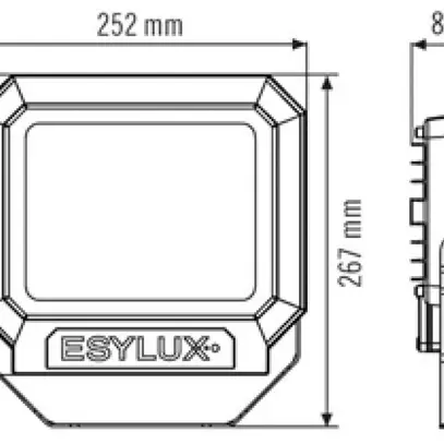 Projecteur LED ESYLUX OFL SUN, 50W 3000K 4000lm 227×86×252mm IP65, blanc 
