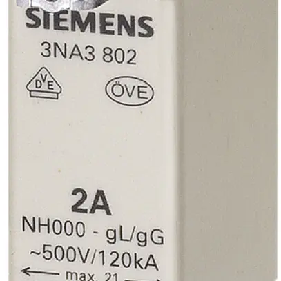 Fusibile HPC Siemens SENTRON 3NA DIN-000 20A gG, indicatore frontale 