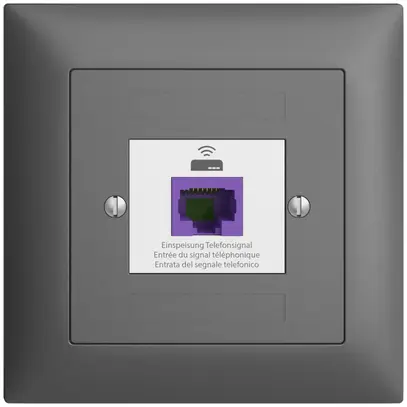 Presa ritorno INC EDIZIOdue FMI 1×RJ45 p.Swisscom VoIP, 8 poli UTP, grigio scuro 