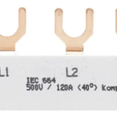 Phasenschiene Hager 3P 3L Gabel 10mm² 63A 82.5×11mm weiss 