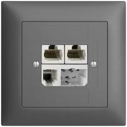 Scatola INC T+T/2×RJ45/RJ11/u ADSL ITplus EDIZIOdue grigio scuro 