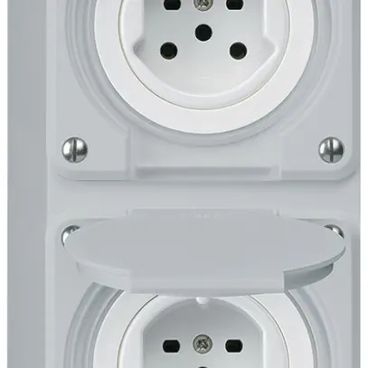 Combi AP 2×1 HA robusto 2×tipo 15 con morsetti a innesto con coperchio grigio 