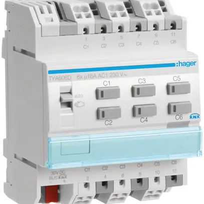 Modulo di uscita AMD KNX Hager system 16A C carico sestuplo 