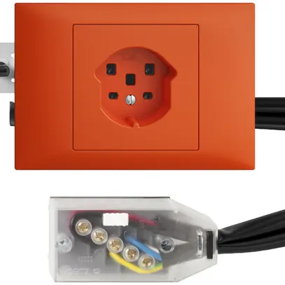 Prise INC EDIZIOdue T25 orange 45…69mm pour câble plat Technofil 