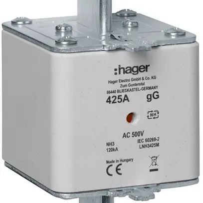 Fusibile HPC Hager DIN3 500VAC 425A gG/gL segnalatore doppio antiruggine 