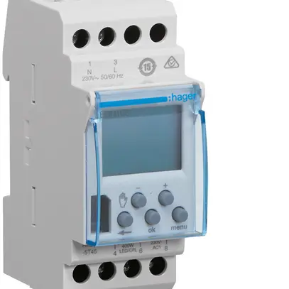 Timer Hager digitale settimanale conforto 1 canale 1 invertitore 10A 2 UM 