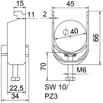Schnellverleger BET 2056 N-Fuss Kunststoff 34…40mm 1×Kabel Stahl tfZn 