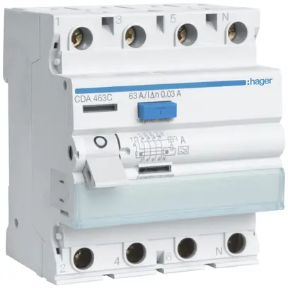 Interruttore differenziale Hager RCCB (RCD) 4P 400V 0.03A tipo A 63A 4UM 