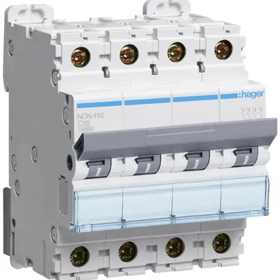 Disjoncteur Hager MCB 4P 415V type C 16A Icn 10kA Icu 15 kA 4UM 
