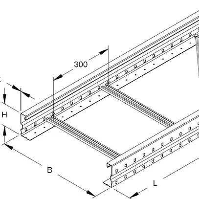 Canale portacavi Niedax 105×200×6000mm, perforato, acciaio, zincato a caldo 