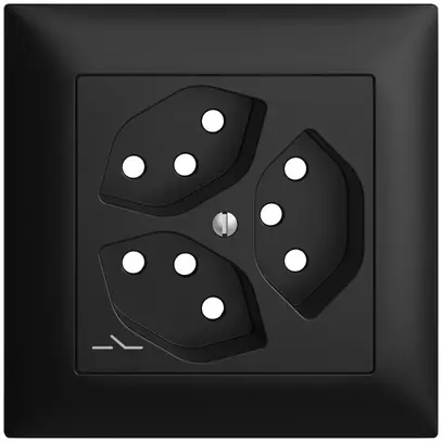 Kit frontal EDIZIOdue noir 88×88mm 3×T13/1 