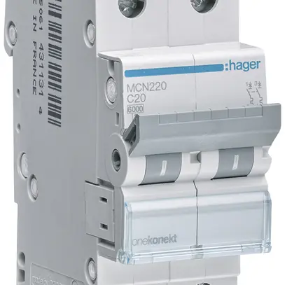 Disgiuntore Hager MCB 2P 415V tipo C 20A Icn 6kA 2UM 