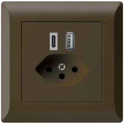 Prise de charge USB ENC kallysto.line 18W PD 1×type A 1×type C T13 brun 