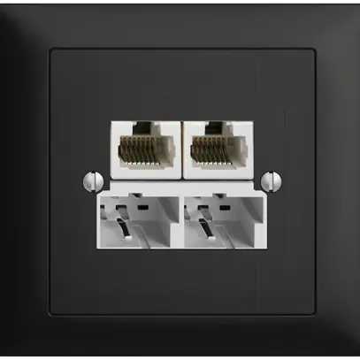 Presa INS SOHO 2×TT/2×RJ45/u sep.ITplus EDIZIOdue nero 