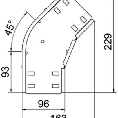 Coude BET RB 45° 35×100mm acier zingué en continu 