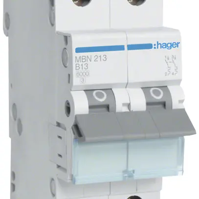 Disjoncteur Hager MCB 2P 415V type B 13A Icn 6kA 2UM 