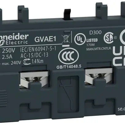 Contatto ausiliare AMD GV2AE1 1 Ch o R, frontale TeSys 