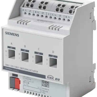 Actionneur-commutateur KNX AMD Siemens N 535D31, 4-fois 230VAC 16/20AX charge C 