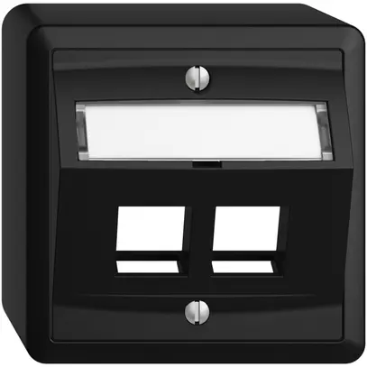 Kit montaggio AP EDIZIOdue, con cappa di uscita obliqua, per 2×Keystone, nero 