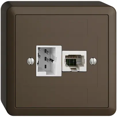 Prise AP 1×T+T,1×RJ45/u 4P EDIZIOdue ITplus ITM coffee 